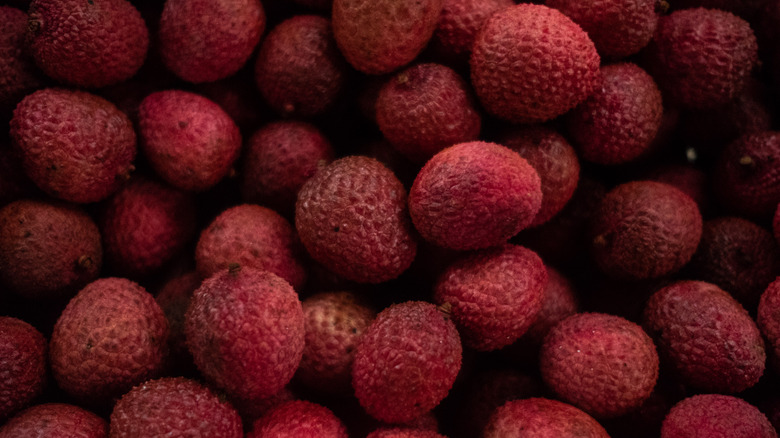 Fresh whole lychee berries