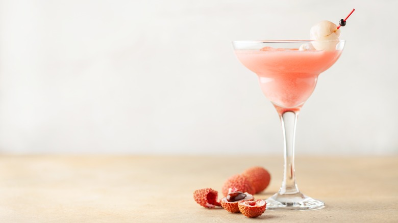 Lychee cocktail in margarita glass