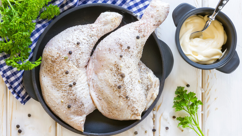 Chicken thighs with mayonnaise