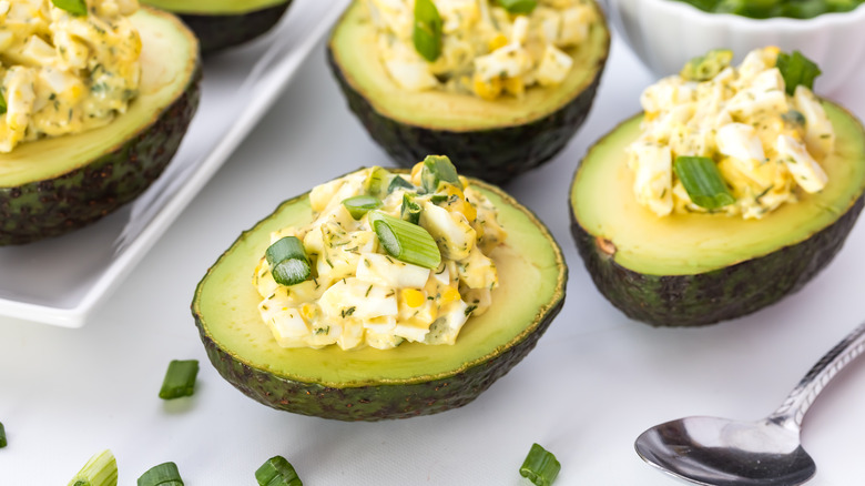 Eggs salad in avocadoes