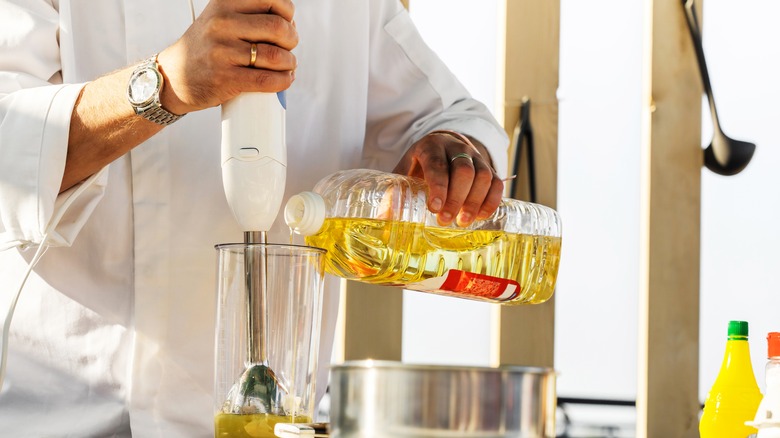 Chef making mayonnaise