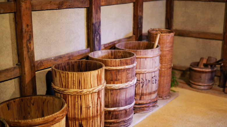 A row of miso barrels 