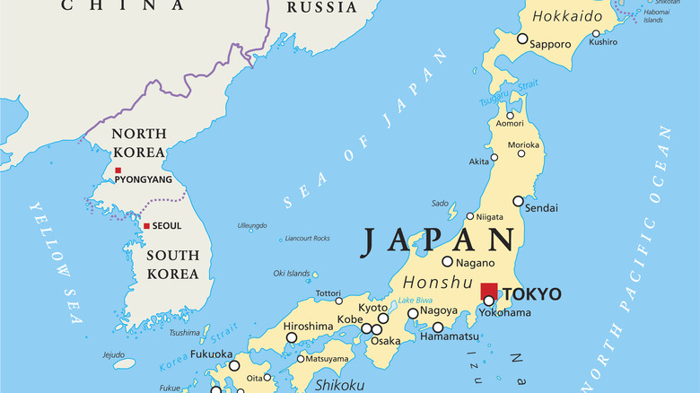 Map of Japan, surrounding regions 