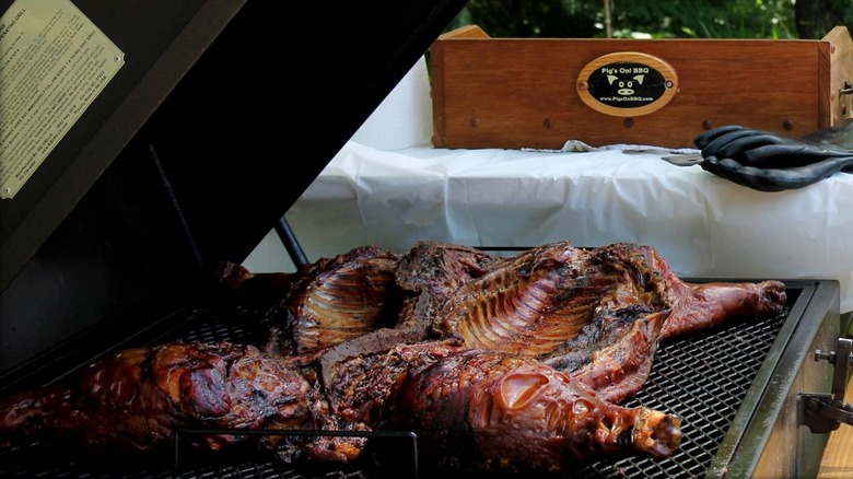 Whole hog on grill