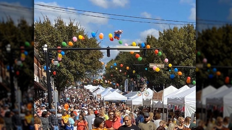 Busy street at barbecue festival