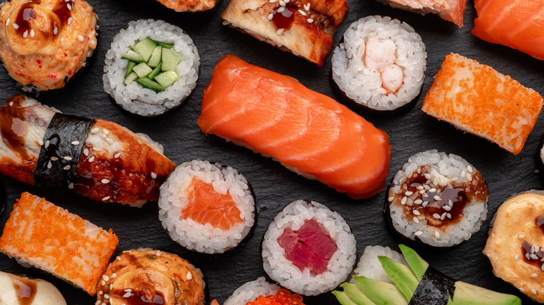 Salmon and sushi platter