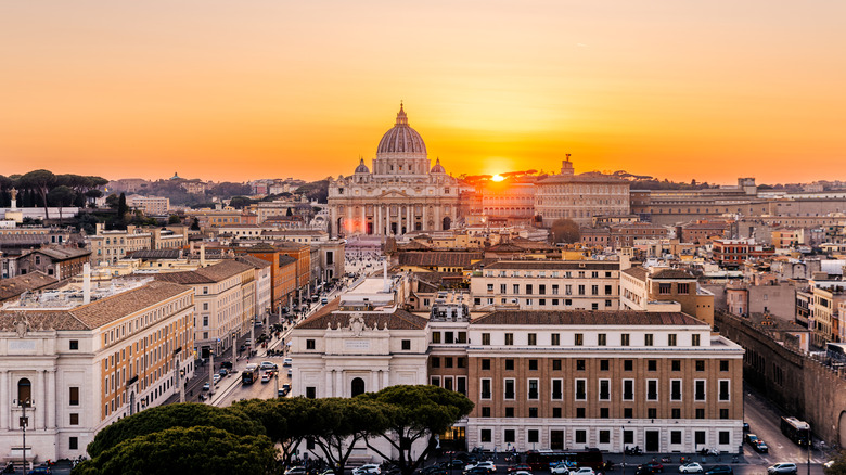 Rome cityscape at sunset