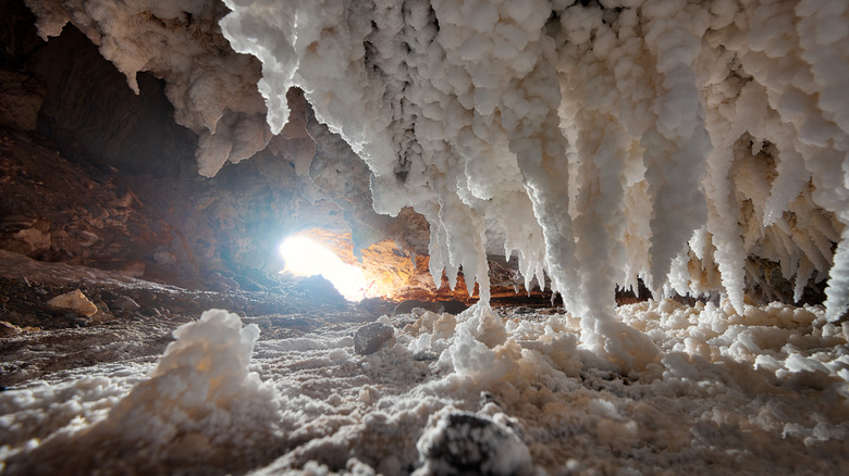 Salt cave with sunlight