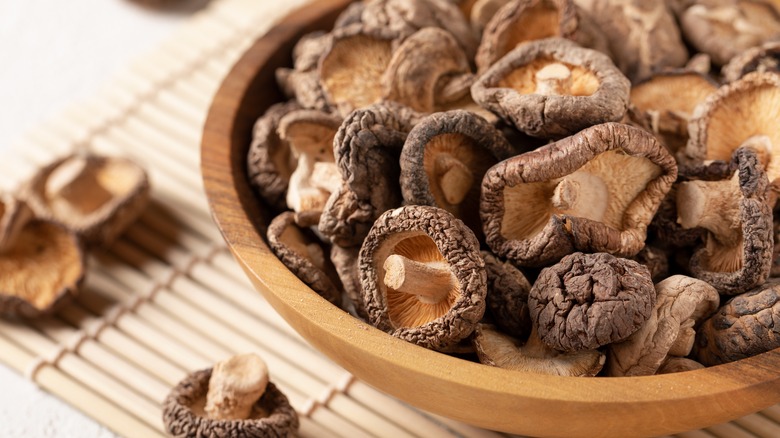 Dried shiitakes in bowl