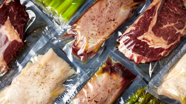 Assortment of vacuum sealed foods