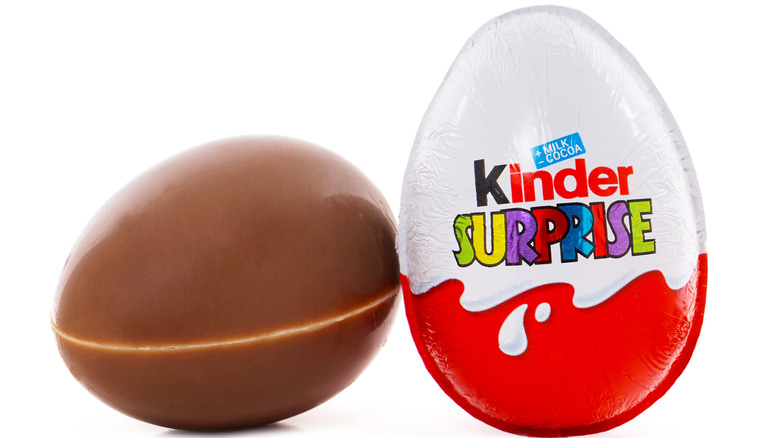 Kinder surprise egg unwrapped and wrapped