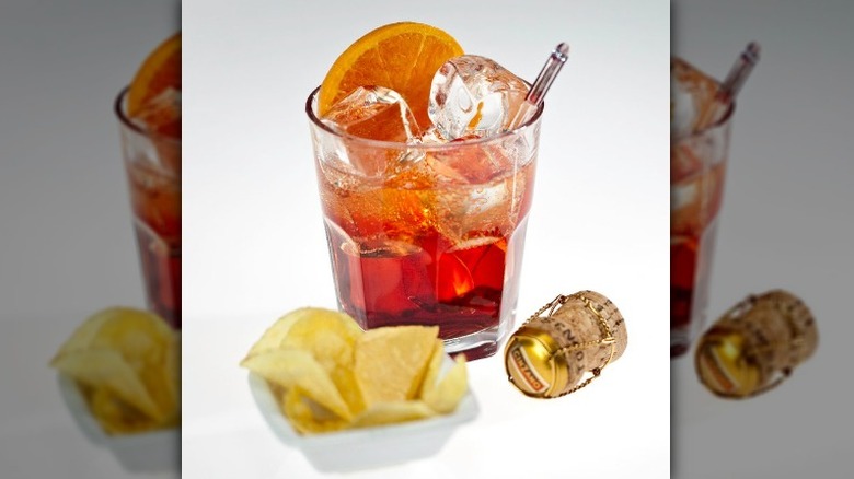 Negroni sbagliato with Prosecco cork