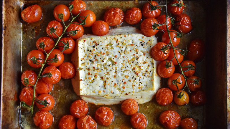 Baked feta cheese