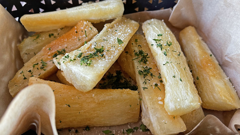 Fried yuca in basket 