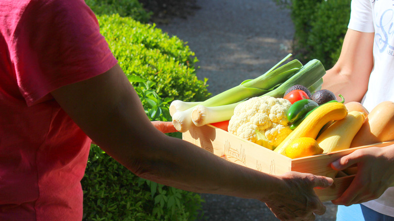 Person picking up their CSA box