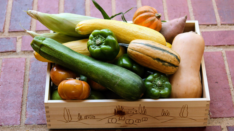 CSA box with assorted produce