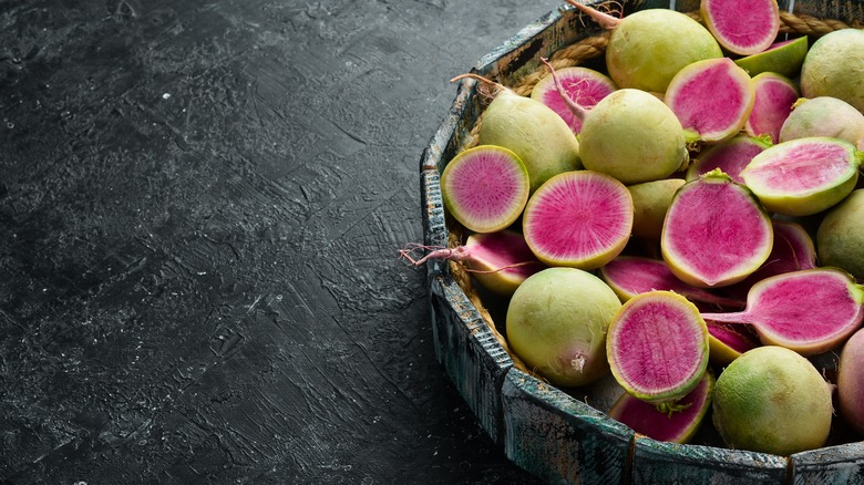 Bowl of watermelon radishes