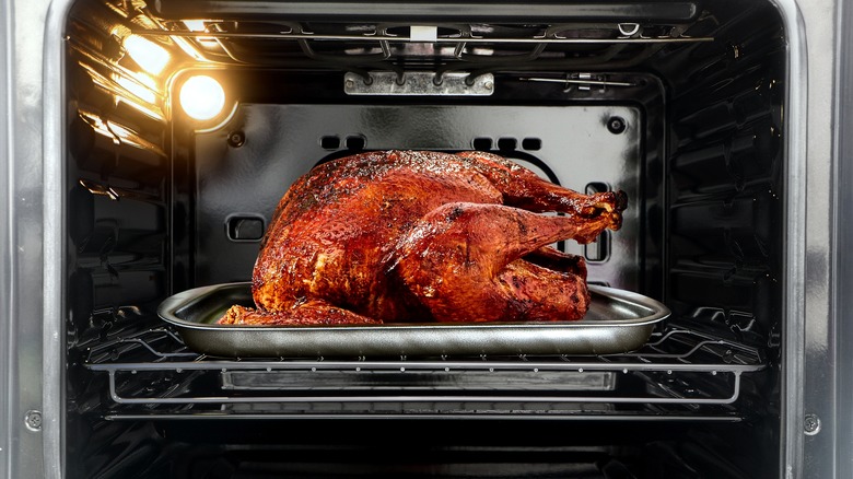 Turkey roasting in oven