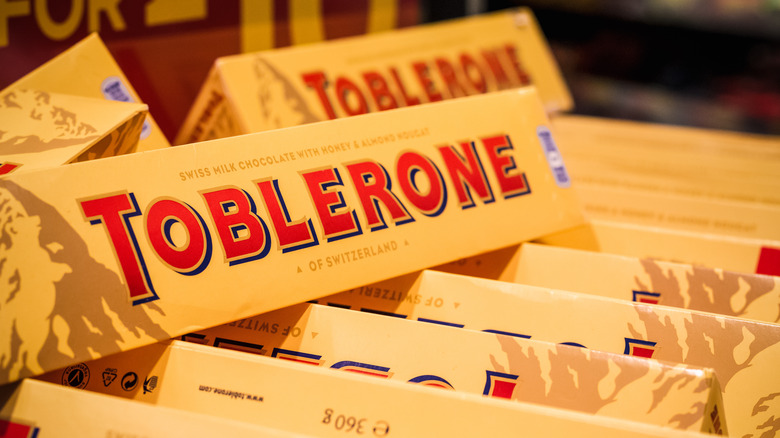 Toblerone bars on display