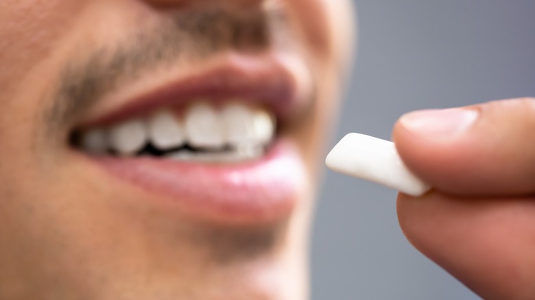 Man with nicotine gum