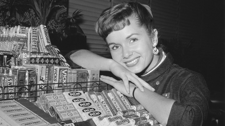 Debbie Reynolds at chewing gum display