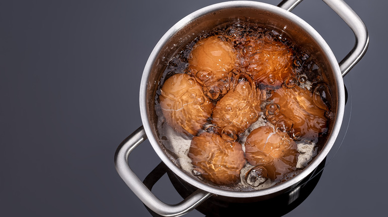 Eggs in boiling water