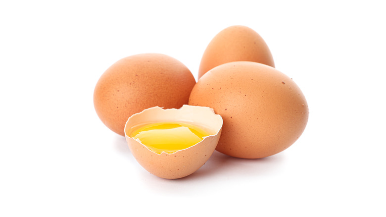 Eggs on white background