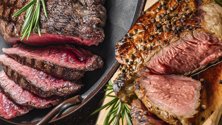 Ribeye and sirloin steaks