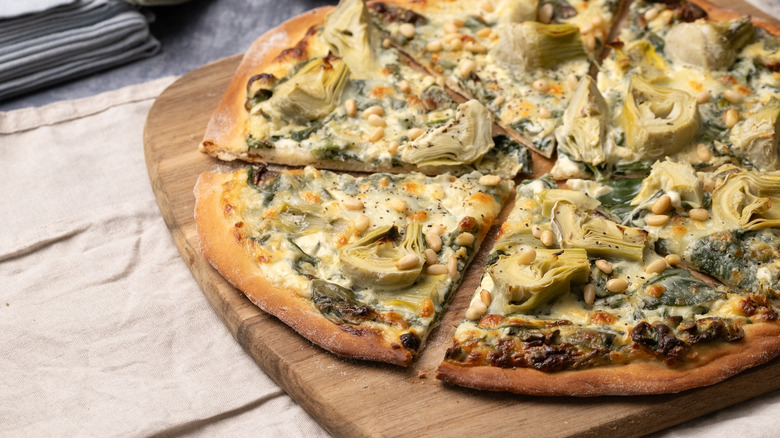 extra cheesy spinach artichoke pizza