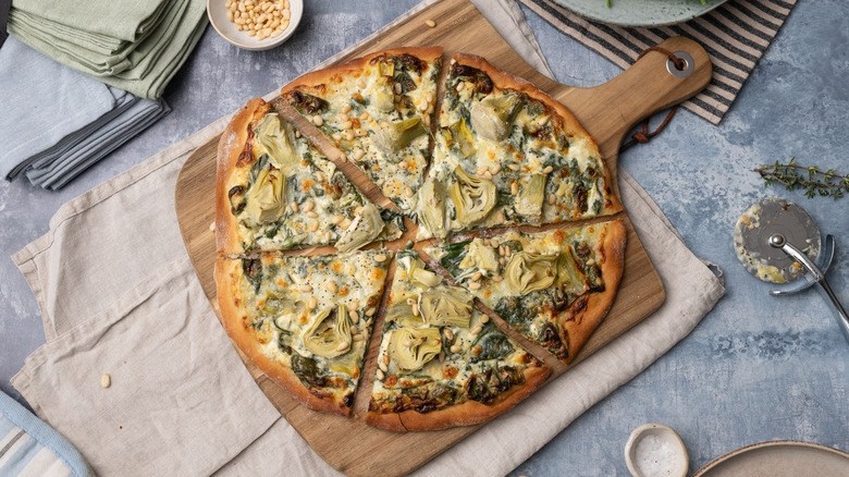extra cheesy spinach artichoke pizza
