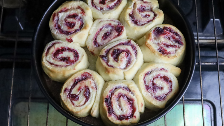 baked cinnamon rolls in pan