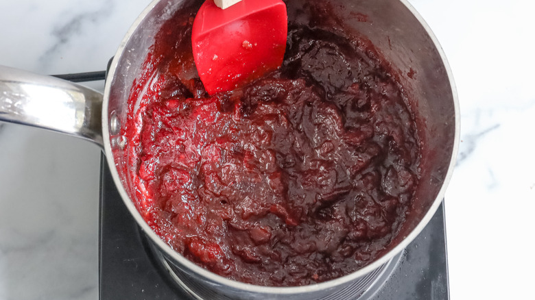 cranberry filling cooking in saucepan