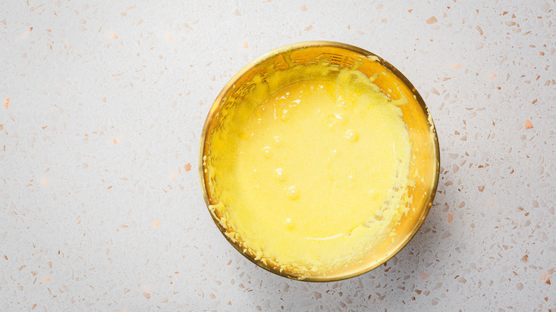 Whisked egg yolks and sugar