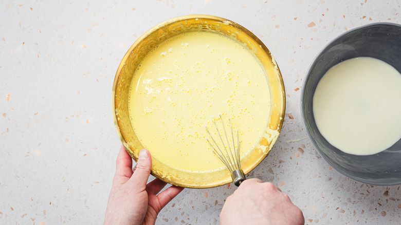 Whisking ice cream base