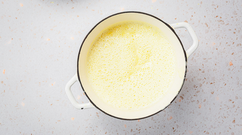 Ice cream base in pot