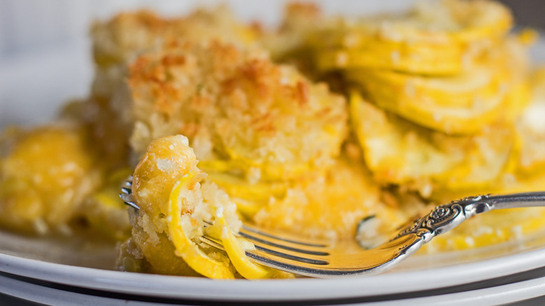 squash casserole on plate