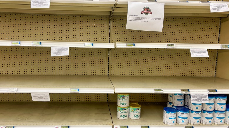 Empty baby formula shelves