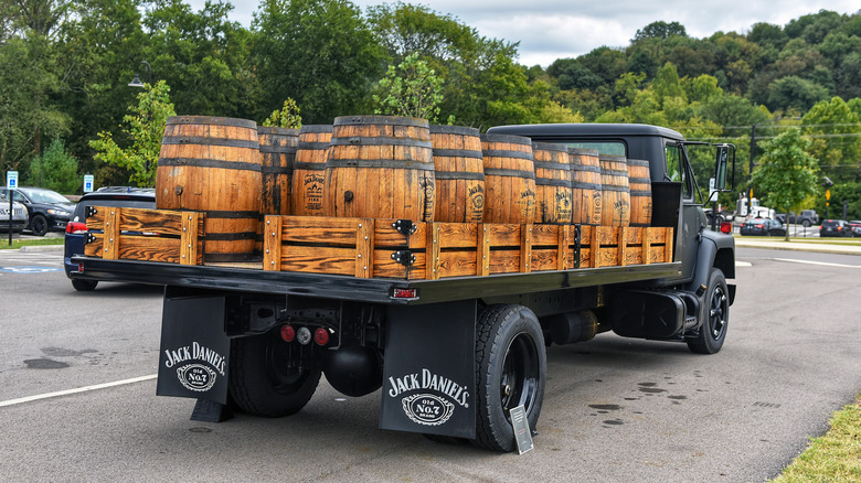 Jack Daniel's truck with barrels