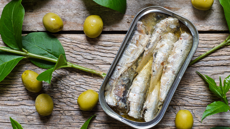 Can of sardines in olive oil