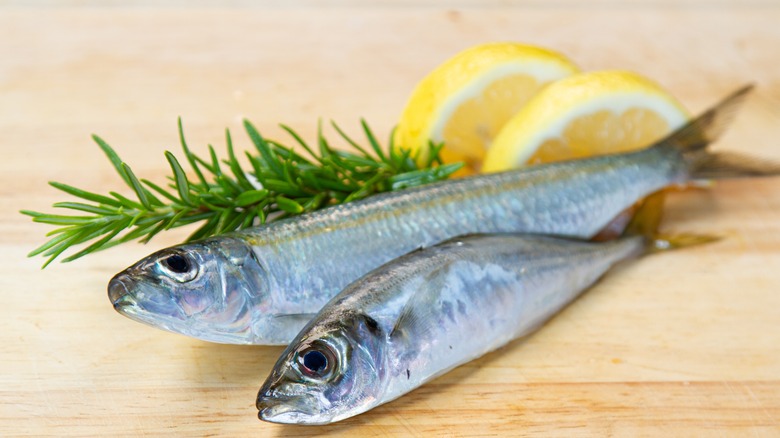 Sardines decorated with lemon