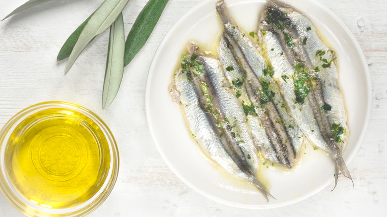 Pickled sardines in oil