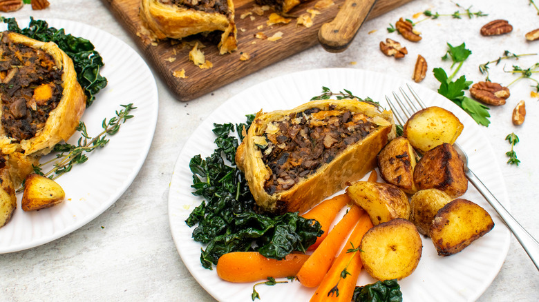 Vegan Mushroom Wellington on plate