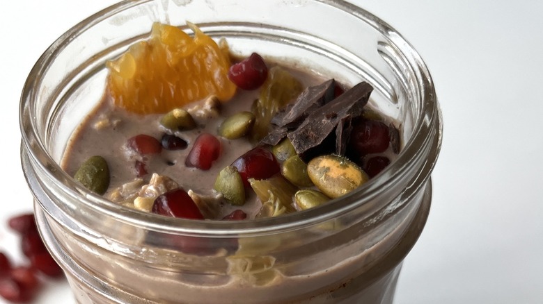 chocolate oatmeal in jar