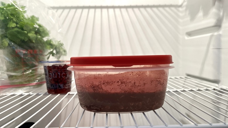 chocolate oatmeal in refrigerator  