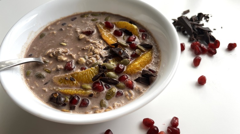 chocolate oatmeal with fruit