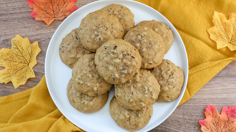 maple pecan sweet potato cookies on a plate