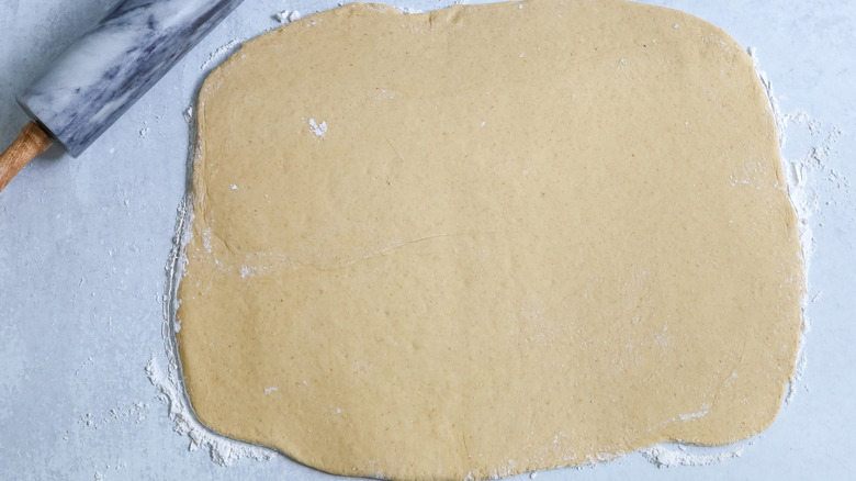 rolled dough on counter