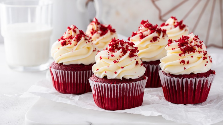 Red velvet cupcakes with frosting