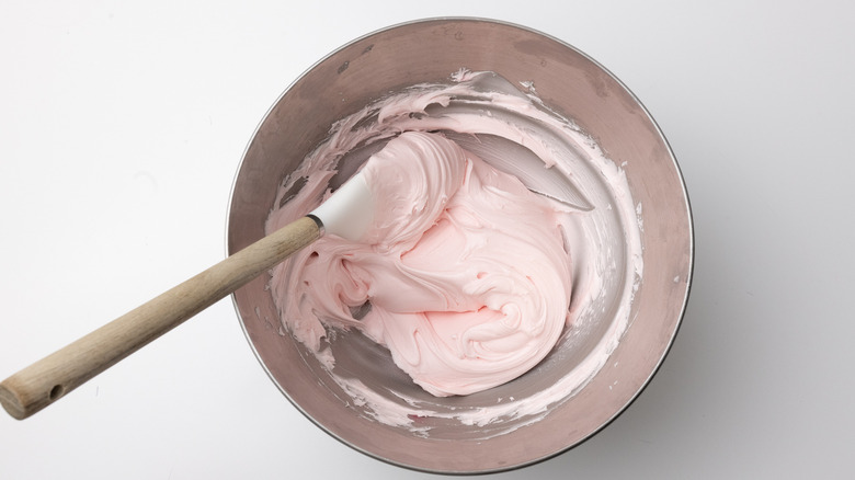 Buttercream in a mixing bowl