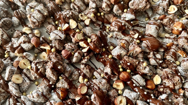 Hazelnuts and sprinkles on Muddy Buddies